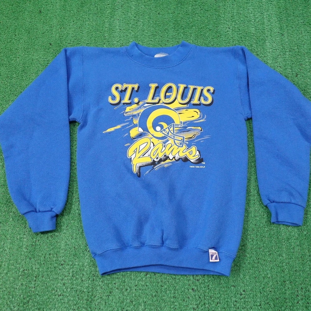 Vintage St‎ Louis Rams Sweatshirt Boys Youth M Blue Football Logo 7 90s
